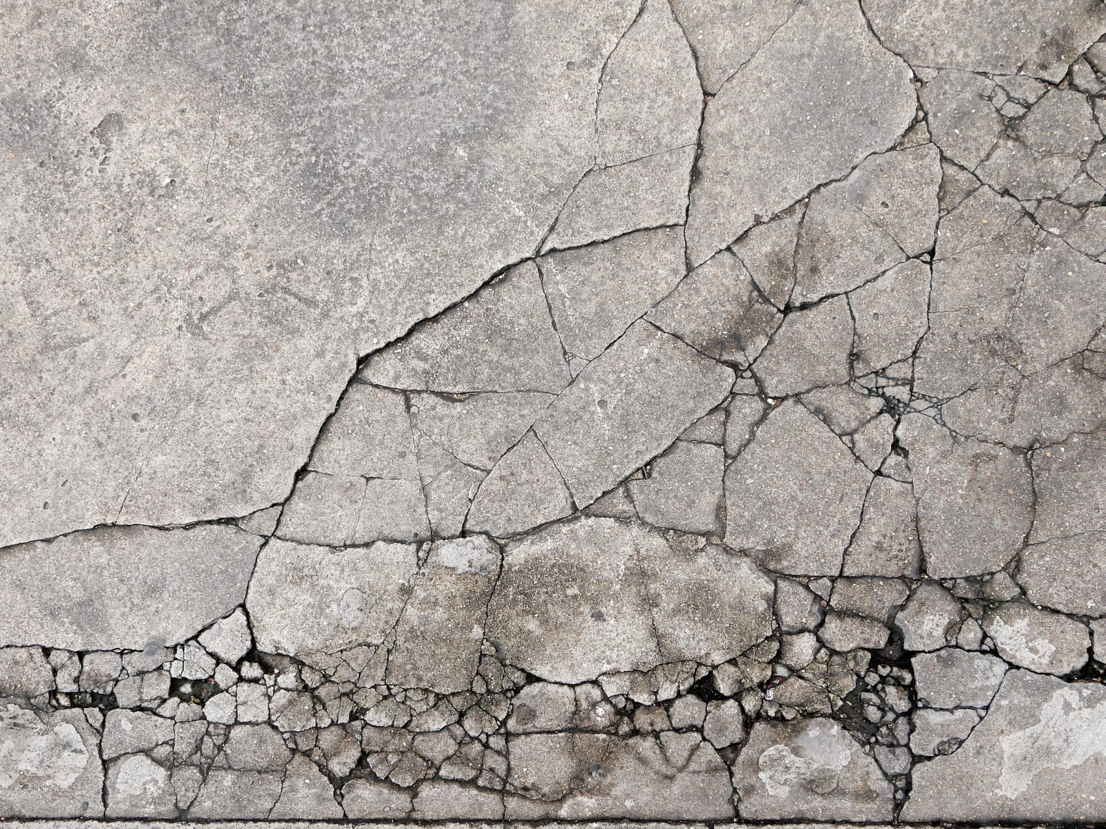 Badly cracked concrete