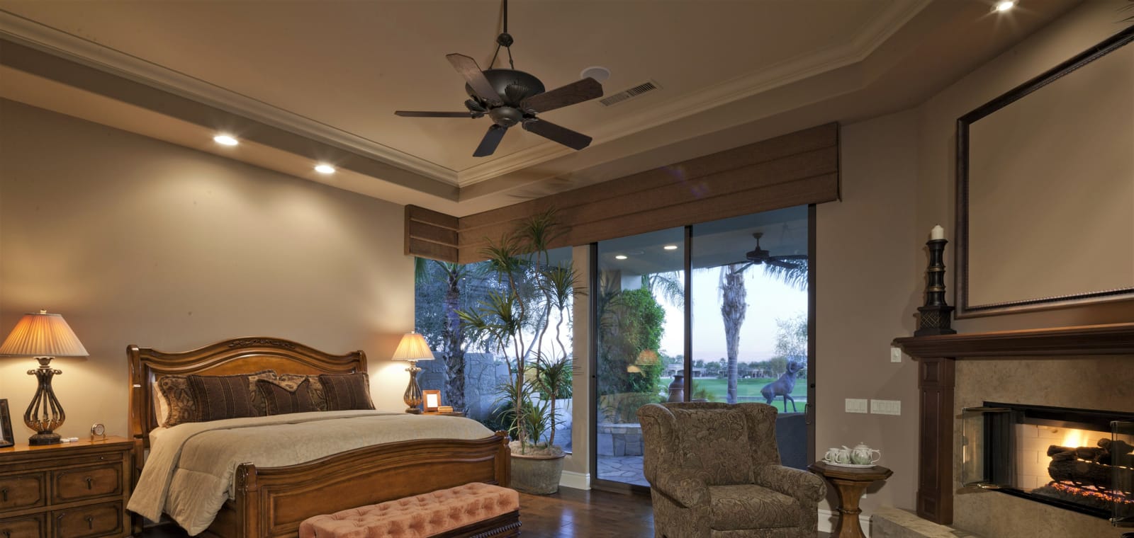 Fireplace in bedroom