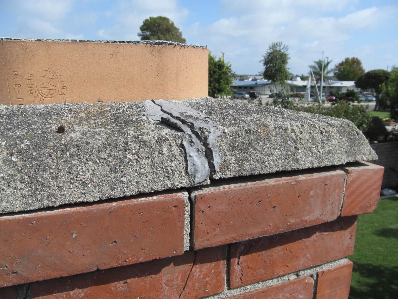 Concrete Chimney Cap - Cracked or Damaged