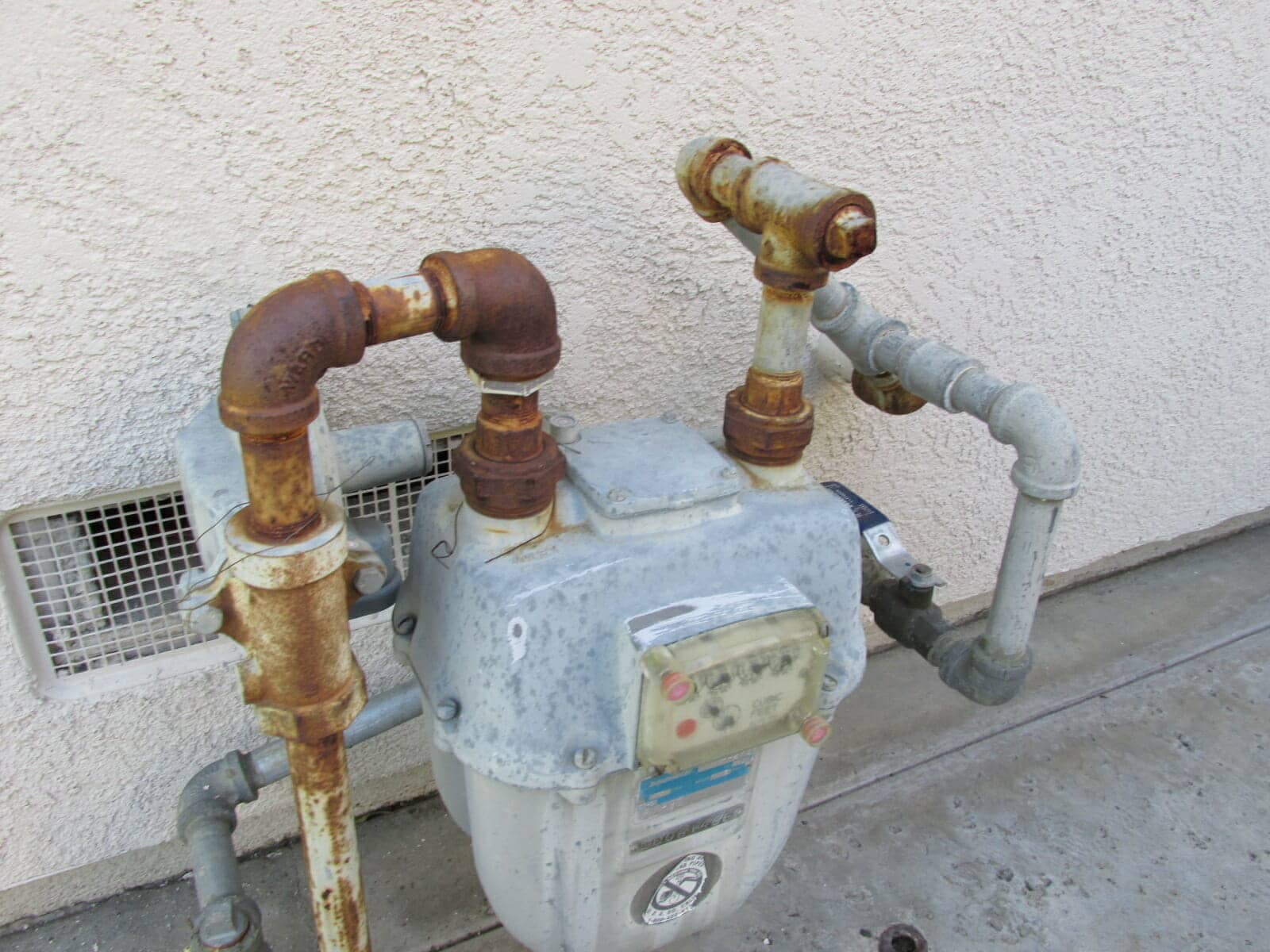 Rusted gas meters or gas piping