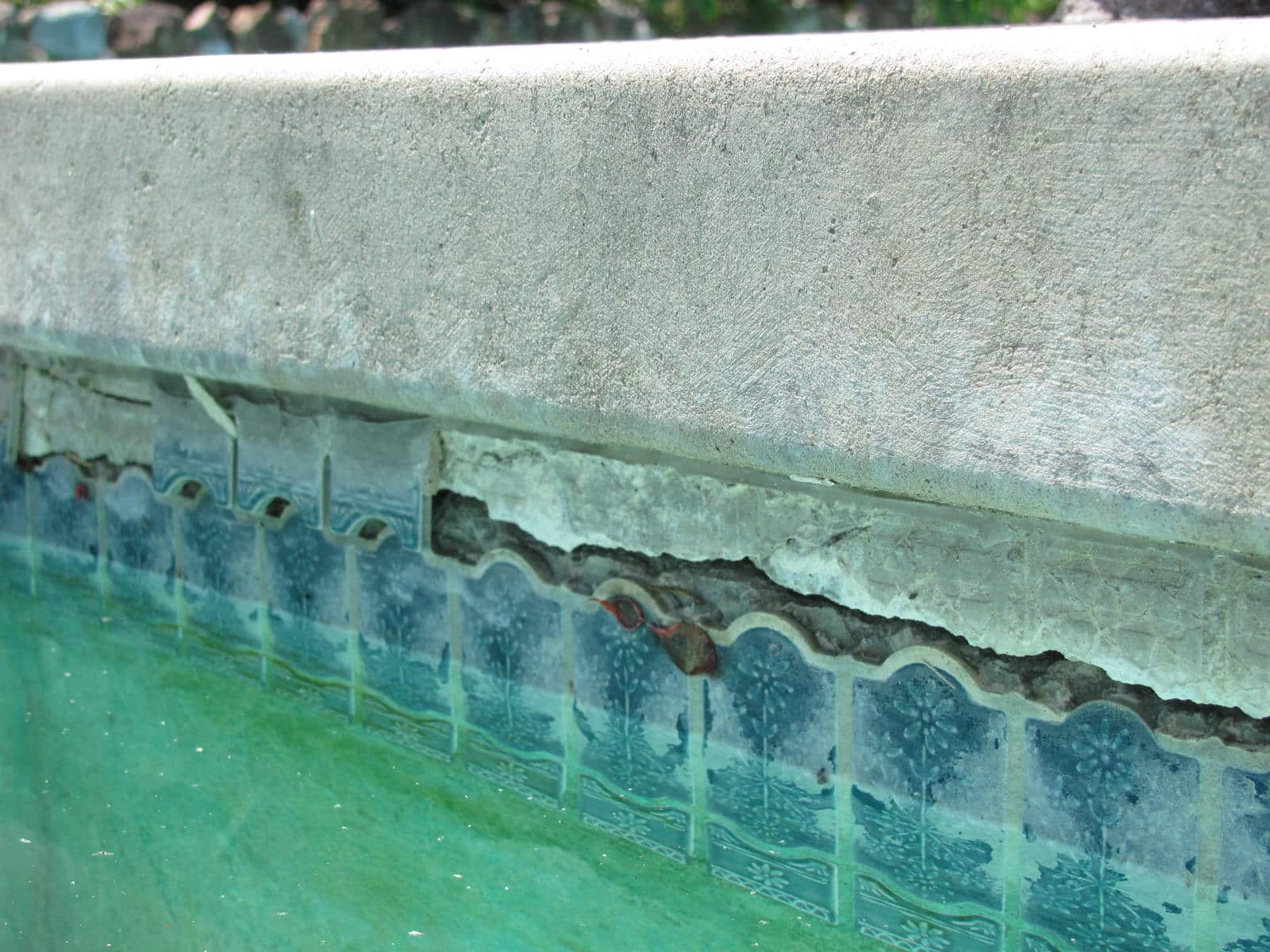 Pool tile crack and damage