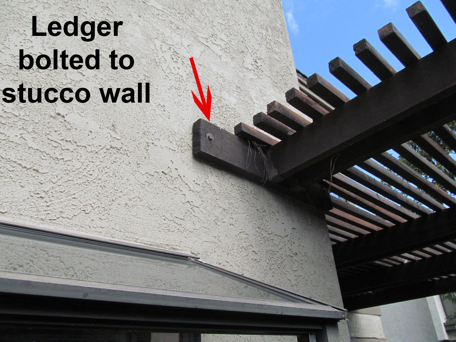 Patio Ledger Board on stucco wall