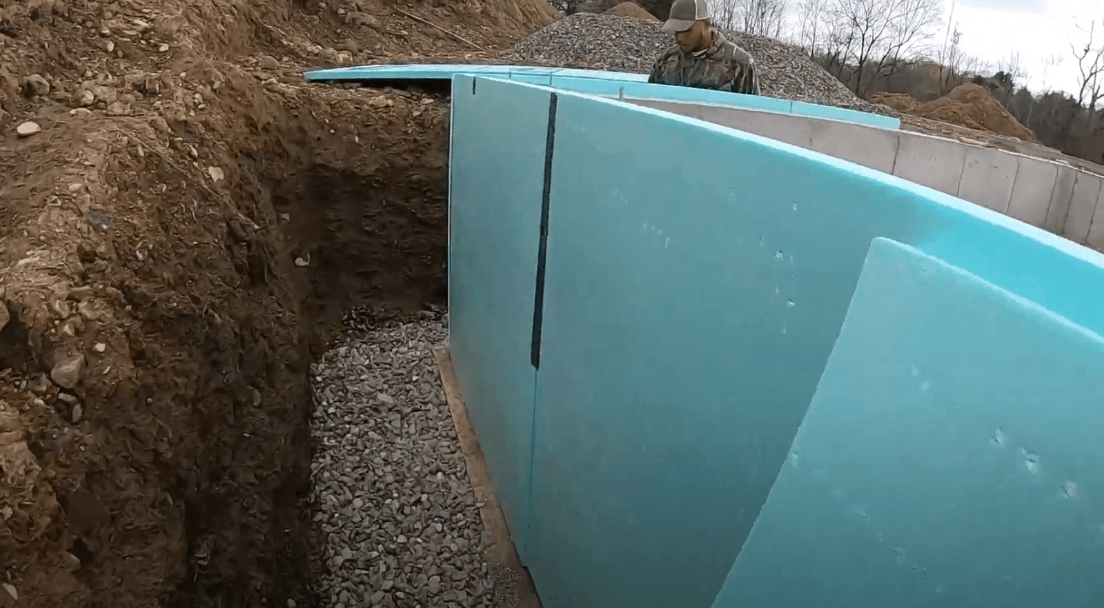 taped joint of frost protected foundation