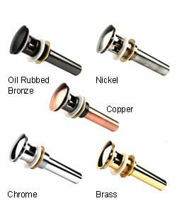 Various finishes of pop-up sink drain