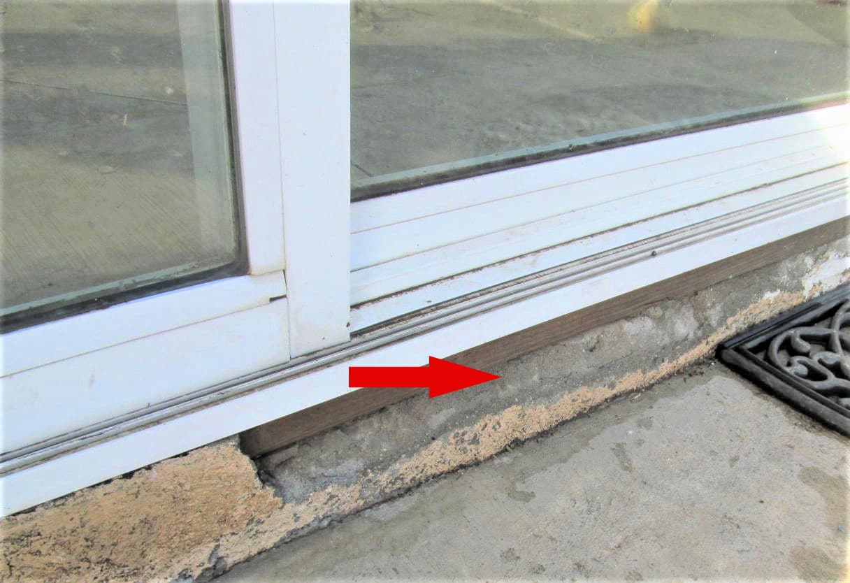 Stucco Flaking or Damaged Under Door Threshold Stepdown