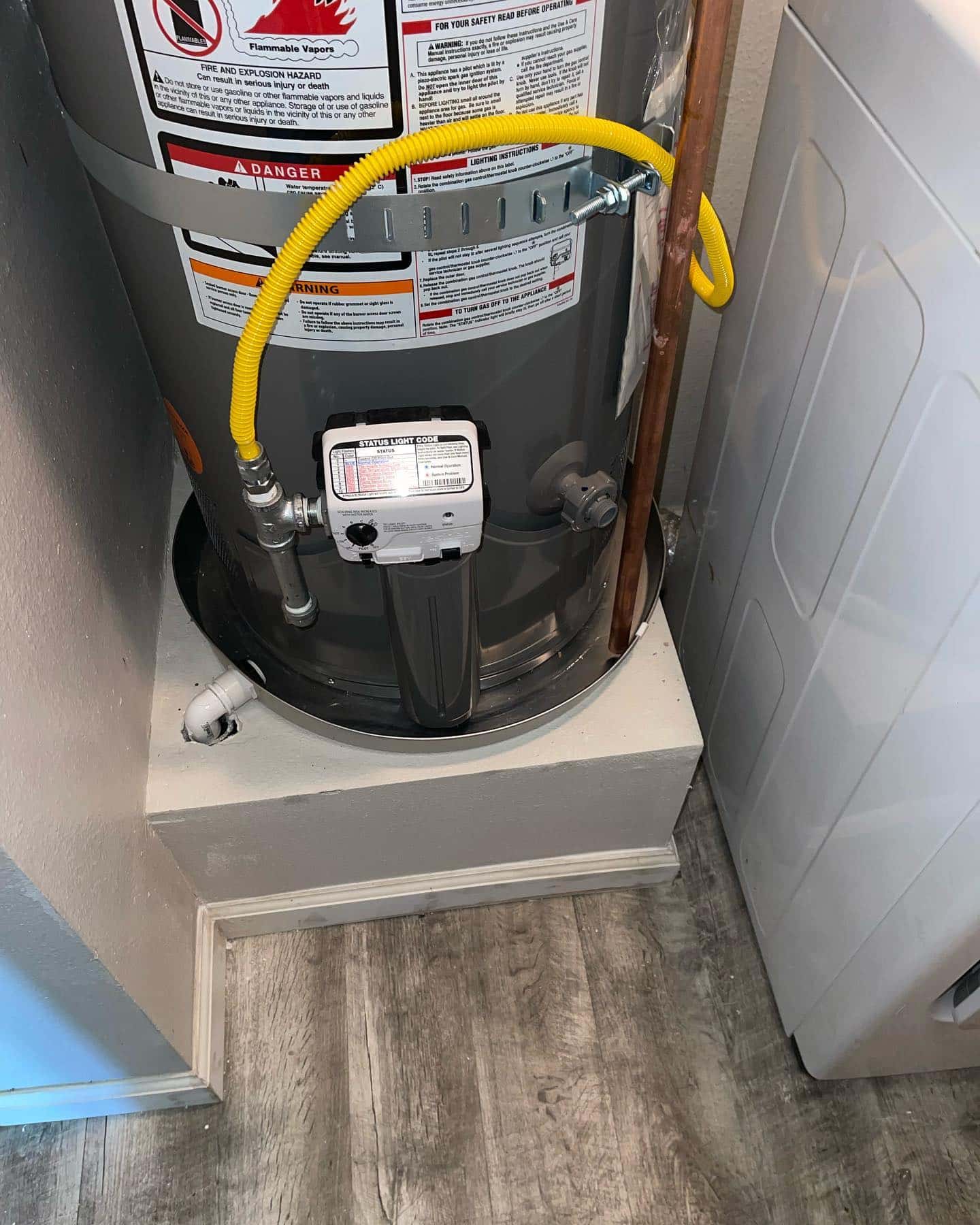 water heater on new white platform